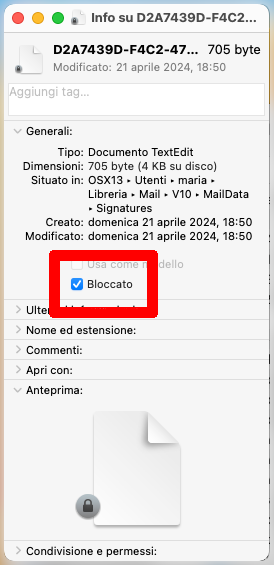 Signature bloccato