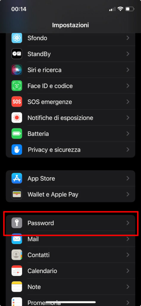 Impostazioni password su iPhone