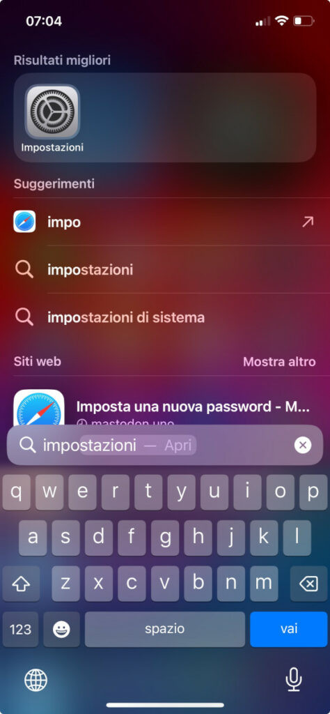 Impostazioni iOS